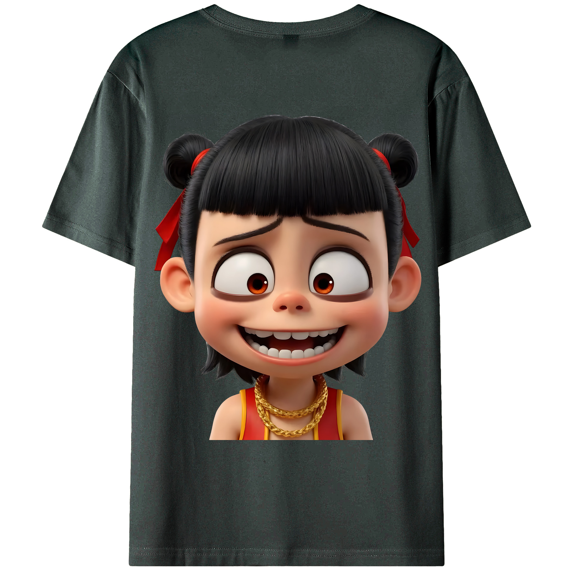 （画像用） Ne Zha 2 ナタ 魔童の大暴れ 綿100％ メンズ半袖Tシャツ（バックプリント） 通気性